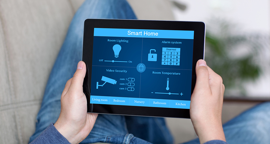 The ability to access and control security components from a mobile device is one of the top smart home trends in Chico. Close-up of smart home security app.